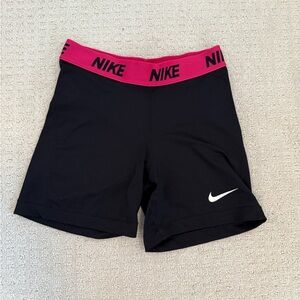 Nike Women's Athletic Shorts Black with Pink Waistband